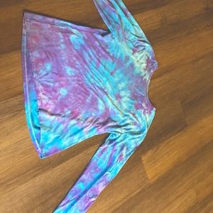 Purple and blue long sleeved tie-dye shirt